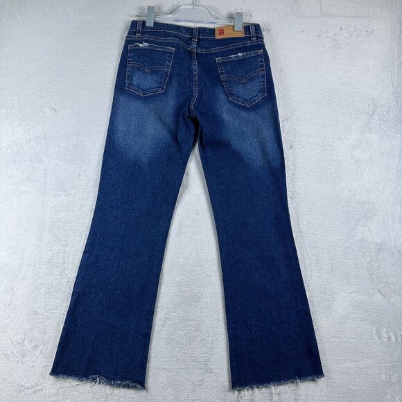 Evidence Wide Leg Jeans Raw Hem Stone Wash Mid Rise Womens Blue Size 40 - Picture 2 of 10